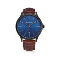 Custom Logo Ocean blue colour sports watch OEM Leather Band Clock Analog Quartz Wrist Watch for Men and Women